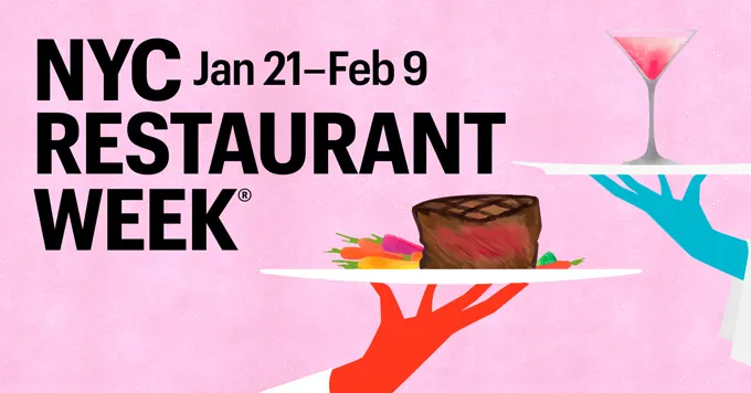 Pink Advertisement graphic for NYC restaurant week